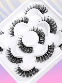 Himirell 5 pares de pestañas postizas esponjosas falsas de visón falso, pestañas naturales de efecto felino, pestañas esponjosas suaves y desmechadas reutilizables