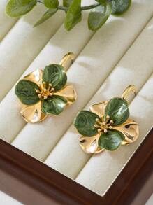 1 par de pendientes vintage con colgante de flor multicapa de estilo festivo y dinámico, regalo para mujeres