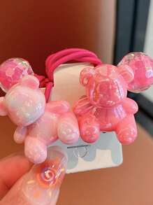 8pcs/Set Fashionable Accessories For Girls, Cute Cartoon Bear Double-Headed Elastic Simple Stylish Hair Ties, Hair Bands, Hair Scrunchies, Suitable For Daily Use