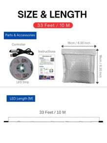 Artículo de decoración del hogar Luz de cadena LED de 10 m / 33 pies con control de aplicación inteligente, para el Día de la Madre, Eid al-Adha, alimentado por USB 5V, tira de luz flexible de LED RGB que cambia de color con sincronización de música, utilizado para iluminación trasera de TV