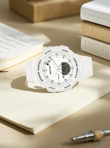 适合中学生的户外休闲手表 - 男女通用，青春风格，适合活跃的生活方式，非常适合校园氛围！ - 白色 - 查看 2