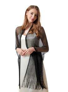 1pc 210*50cm Silk-Like Openwork Scarf/Shawl, Dual-Use Summer Headscarf & Shoulder Wrap, Gold Color