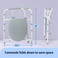 Medline 3 en 1 de acero plegable mesita de noche, cómoda silla para inodoro es de altura ajustable, se puede utilizar como inodoro elevado, soporta 350 libras - Asiento regular - Ver 9