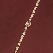 1pc Fashionable Floral Zirconia Stone Bracelet, Versatile Accessory For Daily Wear, Dates, Parties, Engagements