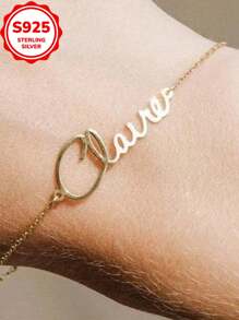 [Custom] 3g 925 Sterling Silver, 1pc Customized Engraved Text Minimalist Bracelet, Personalized Jewelry Gift For Valentine's Day, Christmas (Custom Note Can Only Be Provided In English, Other Languages Will Be Translated To English)