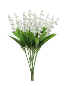 1PC/10PCS Artificial Lily Bouquet Plastic Artificial Flower Green Plant Stem Wedding Bride White Bouquet Used For Garden Room Desktop Vase Home Decoration Gifts Birthday Graduation