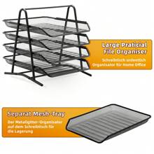 Piorlado Mesh Desk Organiser 4 Tier Letter Tray Organizer Office Desktop Document Paper File Storage Mesh Filling Collection For Home &Office Use,Back To School,School Supplies