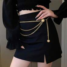 1pc Multilayer Flower Children Waist Chain, European And American Hip-Hop Fashion Sweet Style Body Chain, Unique Unisex Accessory