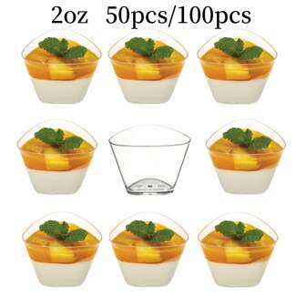 (Très recommandé de vérifier la taille avant de commander, il s'agit de très petites coupes à dessert) 2OZ Moules à Cupcakes, Coupes Transparentes à Mousse, Pudding, Gelée, Dégustation, Idéales pour Mariages, Fêtes, Petits Desserts, Dégustations, Barbecues et plus encore !