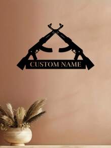 1 件定制双酷突击步枪墙饰、冲锋枪标志、复古风格金属机枪装饰、枪械爱好者铁板 - 个性化名称、文字内容 - Gunlover 定制装饰、第二修正案礼品枪军事艺术礼物生日毕业、多功能、耐用、装饰性、可重复使用、精致、时尚、高品质、色彩鲜艳、现代、定制、个性化、独特、适合他的理想礼物、适合她的理想礼物、男朋友、爸爸、女朋友、妈妈、家人、朋友、茶室、家庭、花园、办公室、家居装饰