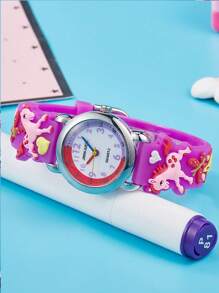 1 pieza Reloj de cuarzo de silicona con diseño de macaron de colores lindo y de dibujos animados, apto como regalo de cumpleaños
