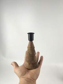 1 Piece Elegant Pine Wood Christmas Tree Candlestick Holder, Classical Pyramid Base With Moon Tabletop Decorations, For Festive, Decor, Ding Table Decor, Room Decorations, Wedding Centerpiece Candle Holder Decorations, Christmas Decorations Home Decor, Christmas Gifts