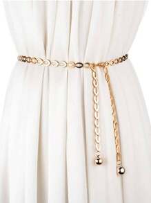 1pc Hollow Out Metal Waist Chain, Versatile - Gold - View 8