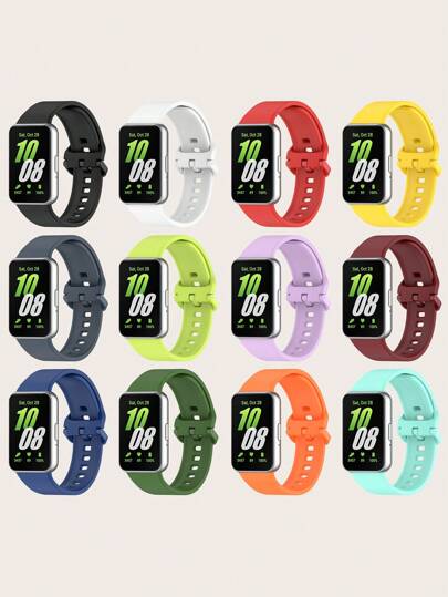 1 pieza Brazalete de silicona plano y casual con hebilla, compatible con Samsung Galaxy Fit 3