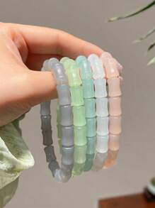 50pcs Bamboo Glaze Beads, Chinese Style Cylider Diy Bracelet Making Craft Jewelry Making Supplies For Necklace, Bracelet, Hair Clip