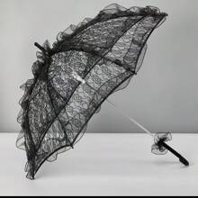1pc Mini Lace Umbrella, Wedding Flower Girl Photo Prop, Solid Color Lace Woven Dance Umbrella, Decorative Palace Parasol Summer Cooling,Beach,Travel