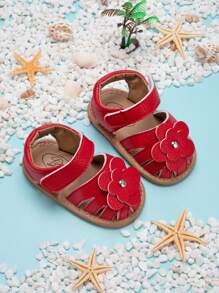 Cute Summer Soft-Sole Infant Girl Sandals - Red - View 3