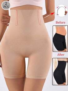 2pcs High Waist Slimming Pants For Women, Post-Partum Abdomen Control, Waist & Hip Shaping - Multicolor - View 1