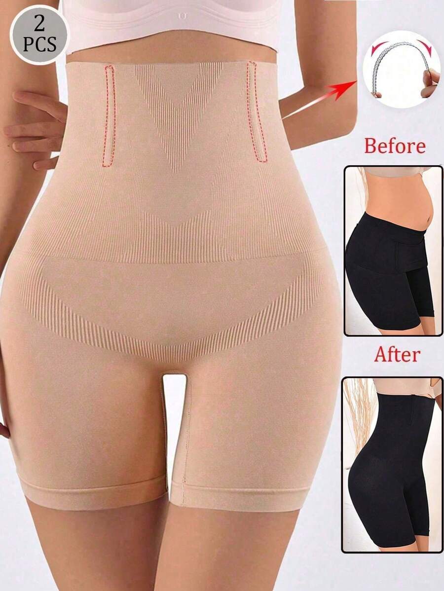 2pcs High Waist Slimming Pants For Women, Post-Partum Abdomen Control, Waist & Hip Shaping - Multicolor - View 1