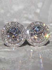 2 件/1 对嘻哈美元符号水钻装饰几何耳钉，男女通用