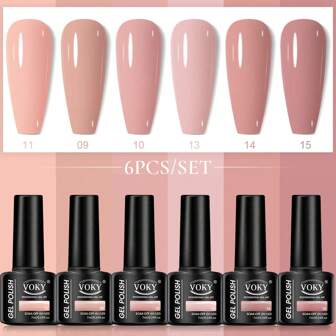 6 Stücke/Set Neueste Stil 7 Ml Einfarbig Gel Nagellack Uv Led Soak Off Farbige Gel Nagellack Mit Nagellackentferner, Perfekt Für Nagel Salon