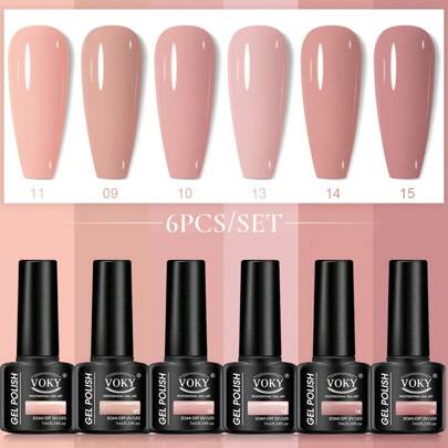 6pcs/set Latest Style 7ml Solid Color Gel Nail Polish Uv Led Soak Off Colored Gel Polish With Polish Remover, Perfect For Nail Salon