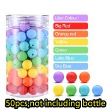 50 Peças/Conjunto Série Arco-Íris de Contas de Silicone, Conjunto de 5-7 cores de contas de silicone de 12mm em granel, contas de silicone soltas redondas para fabricação de chaveiros, kit de contas para a fabricação de joias DIY (Não inclui garrafa)