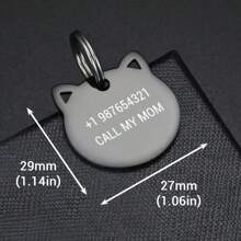 Placa de identificação personalizada em aço inoxidável em formato de gato para animais de estimação. Grave o nome e as informações de contato do seu pet. Acessório estiloso e moderno para pets, ideal para presentear com peças decorativas. Elegante, moderna, colorida, vintage, fofa e exclusiva. Perfeita para aniversários e outras ocasiões especiais. Ideal para coleiras, guias e peitorais personalizados. Conforto e estilo, perfeito para curtir momentos de lazer ao ar livre. Design divertido para pets. - Multicolorido - Ver 9