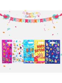 30 个生日快乐礼品袋，塑料玻璃纸礼品袋，卡通风格生日主题礼品包装手提袋，生日家庭节日派对装饰用品，礼品包装用品