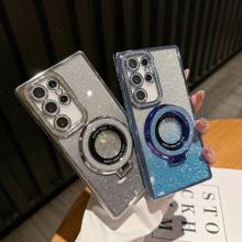 镶钻手机壳，带磁吸支架，兼容 - 全方位保护，防震，防刮，时尚设计 - 兼容 17/16E/15/14/13/12/11/X/XS Max/XR/Pro Plus/Galaxy/Honor等机型 - 銀色 - 查看 5