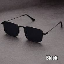 1 件女式复古金属方形小框时尚眼镜，复古风格，时尚眼镜，适合个性化日常服装和沙滩配饰 - 彩色 - 查看 15