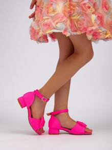 Nuevas sandalias de tacón alto con decoración de encaje, estilo lindo y sencillo, para verano - Rosa Fucsia - Ver 3