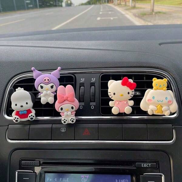 Sanrio Sanrio Sanrio 1pc Cartoon Character Car Air Conditioning Vent Clip, Cute Kawaii Aromatherapy Decoration, Plastic Car Accessories, Fresh Fragrance - Various Design Sets