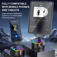 AKLLCCR Wireless Induction Audio Bluetooth Speaker 5in1 Cellphone Holder Emergency Rechargeable (3000mAh) Portable Power Mobile Tablet Stand With Colorful Ambient Light Gifts For Friend, Family - A016-白色 - 查看 6