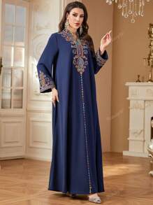 Abito ampio e lungo in stile arabo, ricamato, elegante e lussuoso per donne musulmane