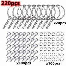 220pcs/Set 3 Colors DIY Metal Keychains With Split Ring Link Silver Gold Color Pendants Holder Rings DIY Key Chains Jewelry Making ,A Set For Making Mobile Phone Chains
