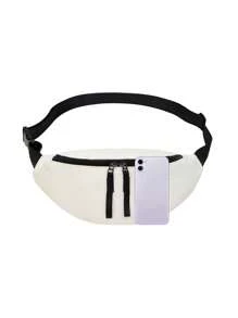 Hot Men's Casual Simple Style Mini Shoulder Bag Men For Mobile Phone Crossbody Bag Men For Student Large Capacity Fanny Pack Backpack Waterproof Waist Bag Men Sling Bag Men Suitable For Commute Beach University School Daily Commute Belt Bag Gym Bag - Beige - View 3