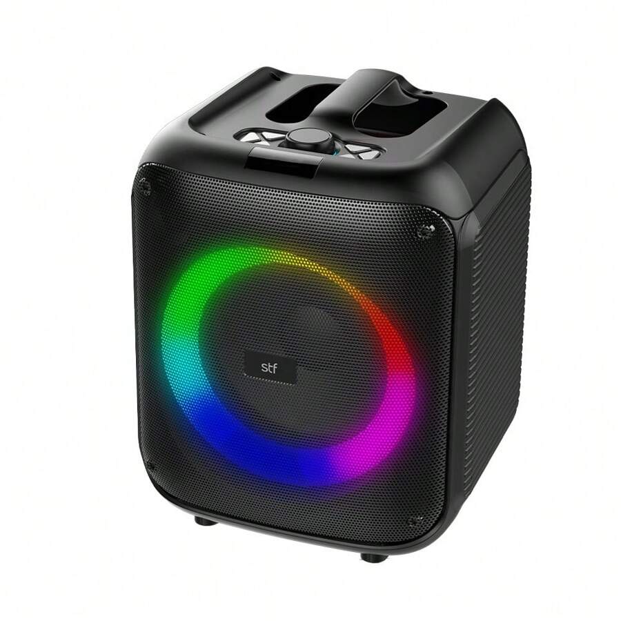 STF Bocina Inalámbrica Kube Fest  8 Pulgadas Luces RGB  Conexiones USB, Micro SD, 3.5 mm Batería Amplia Duración - Negro - Ver 1
