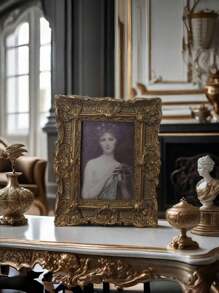 Retro European Resin Photo Frame, Rectangular Vertical Single Frame, Suitable For Indoor European Decoration, Elegant Desktop Display, Portable, Floor-Standing, No Electricity Required, Plastic Surface Gifts Birthday Graduation