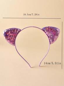 4pcs/Set Teen Cartoon Fish Scales Reversible Sequin Cat Ear Hair Clips, Suitable For Party, Holiday And Daily Use - Multicolor - View 4
