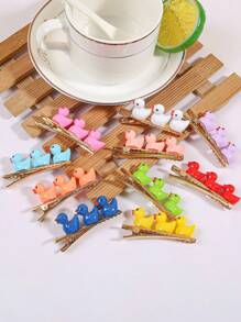 5/10 件彩色迷你鸭子设计发夹，可爱创意甜美个性化发饰，适合女性、生日派对、婚礼、节日 - 彩色 - 查看 1