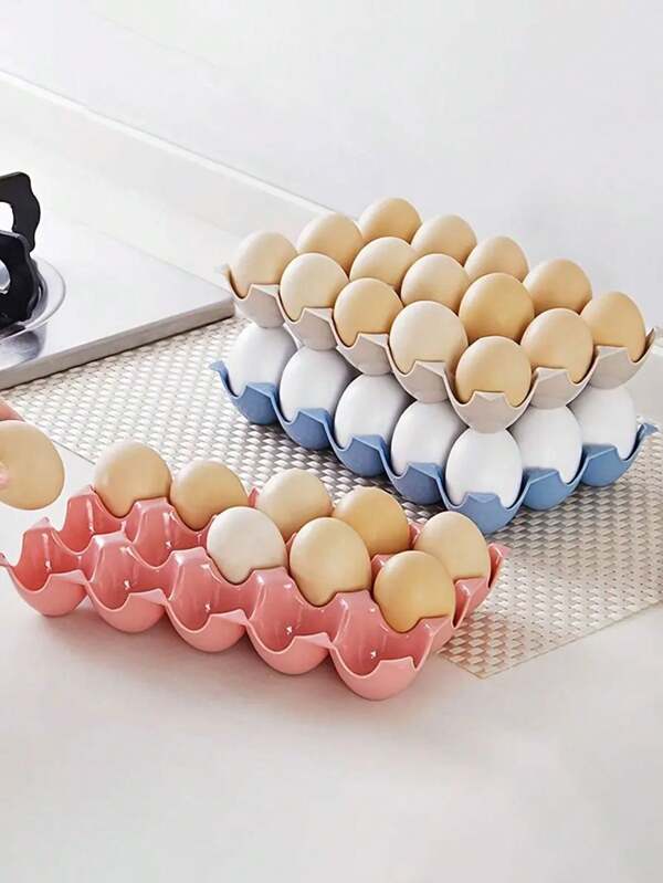 1pc [Shatterproof Refrigerator Egg Box] Stackable 15-Grid Egg Storage Box, Egg Storage Tray, Egg Protector, Refrigerator Fresh-Keeping Box, Shatterproof Egg Box, Kitchen Gadgets, Kitchen Accessories, Kitchen Supplies