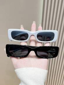 2pcs Fashionable Y2k Square Frame Cute Daily Unisex Eyeglasses Beach Accessories For Women Glasses Shades For Summer Beach Vacation,Outdoor,Travel