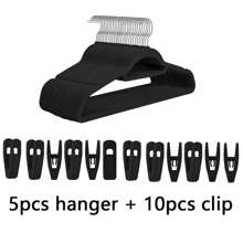 10pcs Gray/Black Velvet Hangers Clips Pack Of 10, Pants Hangers Velvet Clips, Large Opening Clip Strong Finger Flocked Clips Perfect For Use With Slim-Line Clothes Velvet Hangers