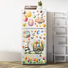 88pcs/9 Sheets Easter Garden Eggs Rabbit Refrigerator Cabinet Window Stickers - Reusable Home Decoration Static Cling Window Decals Gifts Birthday Graduation - Multicolor - View 6