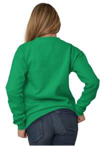 St Patrick's Day Womens Graphic Fleece Lined Crewneck Pullover Sweatshirt Saint Paddy's Day Peace Love Irish Lucky Four Leaf Clover Shamrock Ladies Casual Loose Fit Fashion Cotton Printed Thermal Lined Jumper Brisco Brands - Irish Green - View 2