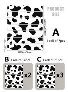 7/14/21pcs Black & Blue Cow Print Stair Stickers, Self-Adhesive Thick Removable DIY Stair Tread Decals, Suitable For Kids Room, Nursery, Activity Room Stairs Decoration, Renovation, Size: 6.97*41.73inch