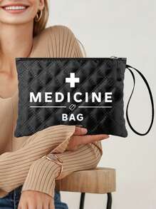 Nylon Vintage Style Medicine Bag - Cosmetic Case With Positioning Printing, Hand Washable - Ideal For Medication, Personal Care Items, Sanitary Products, Candy, And As A Gift