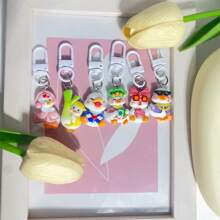 6 pezzi Ciondolo portachiavi carino a forma di papero ricco, regalo divertente per coppie, migliori amici, studenti, accessori per auto, ciondoli per borse, accessori per zaini stile gotico Y2K, cordini con porta badge