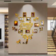 1 套亚克力相框墙贴套装，含 10 个相框 - 现代 DIY 镜面贴纸，适用于家居装饰 - 非常适合客厅、卧室 - 用艺术墙壁艺术增强您的空间 - 非常适合婚礼、情人节、感恩节、圣诞节、生日等特殊场合 - 英文文字设计 - 彩色 - 查看 9